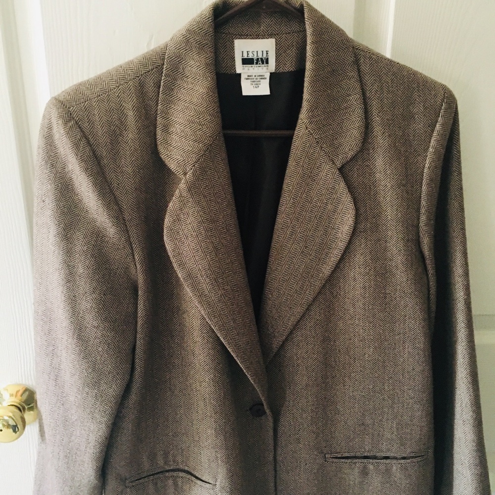 Tweed one button jacket